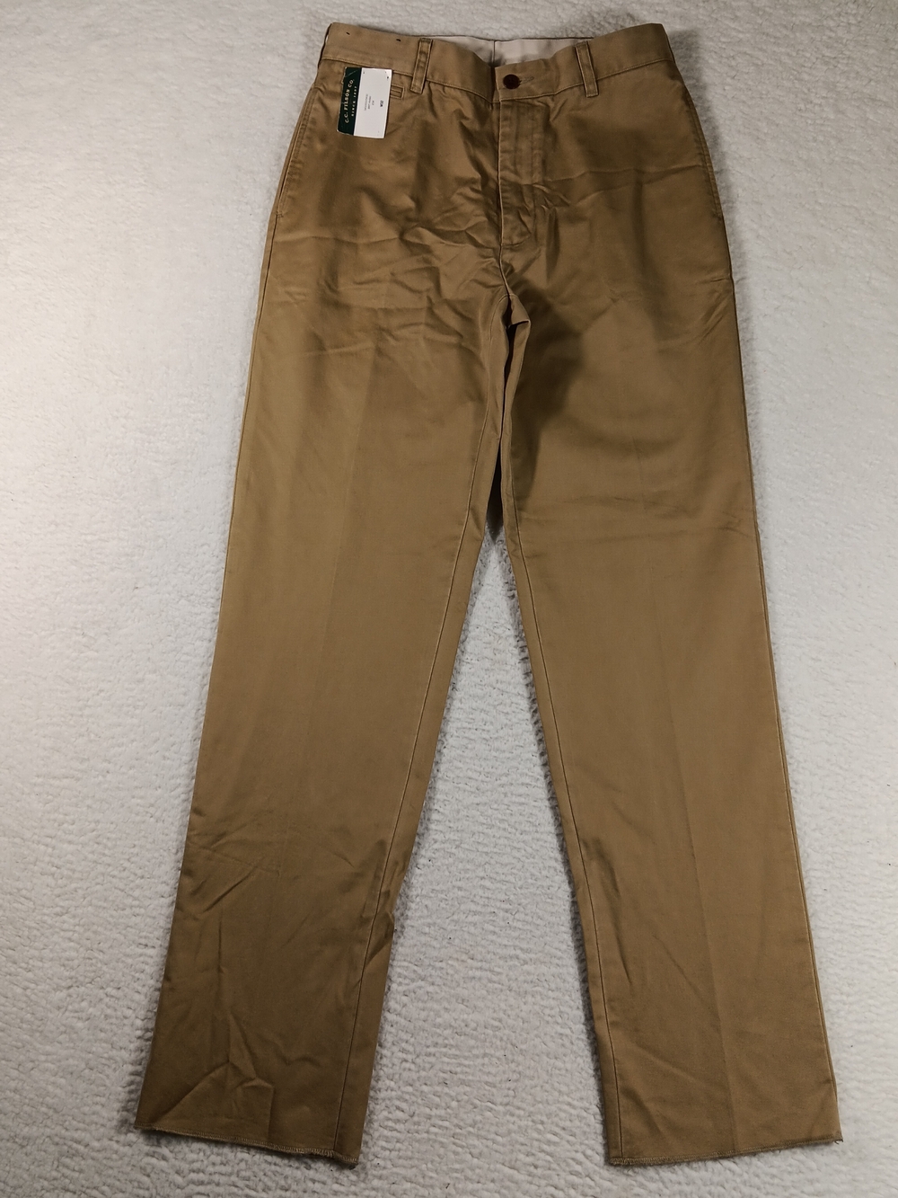CC Filson Pants Mens 32 Tan British Khaki Twill Chino Unhemmed Workwear Office